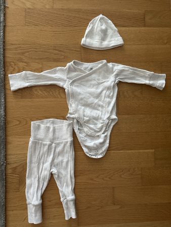 Baby Anzug 3-teilig Gr. 62, H&M, weiss, Baumwolle