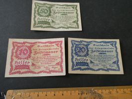 Oesterreich, Zeiselmauer,  3 Notgeldscheine
