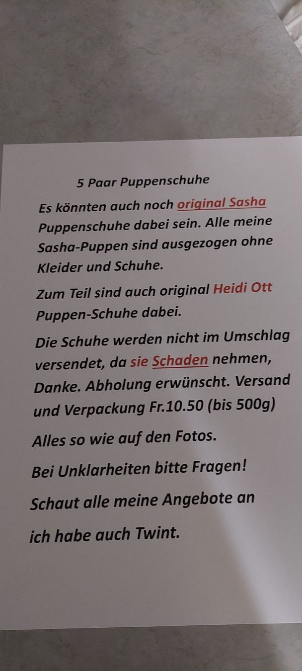 Sasha Morgenthaler Puppen: 5Paar Puppenschuhe  – Gebraucht aus Muri AG von nindo1 8