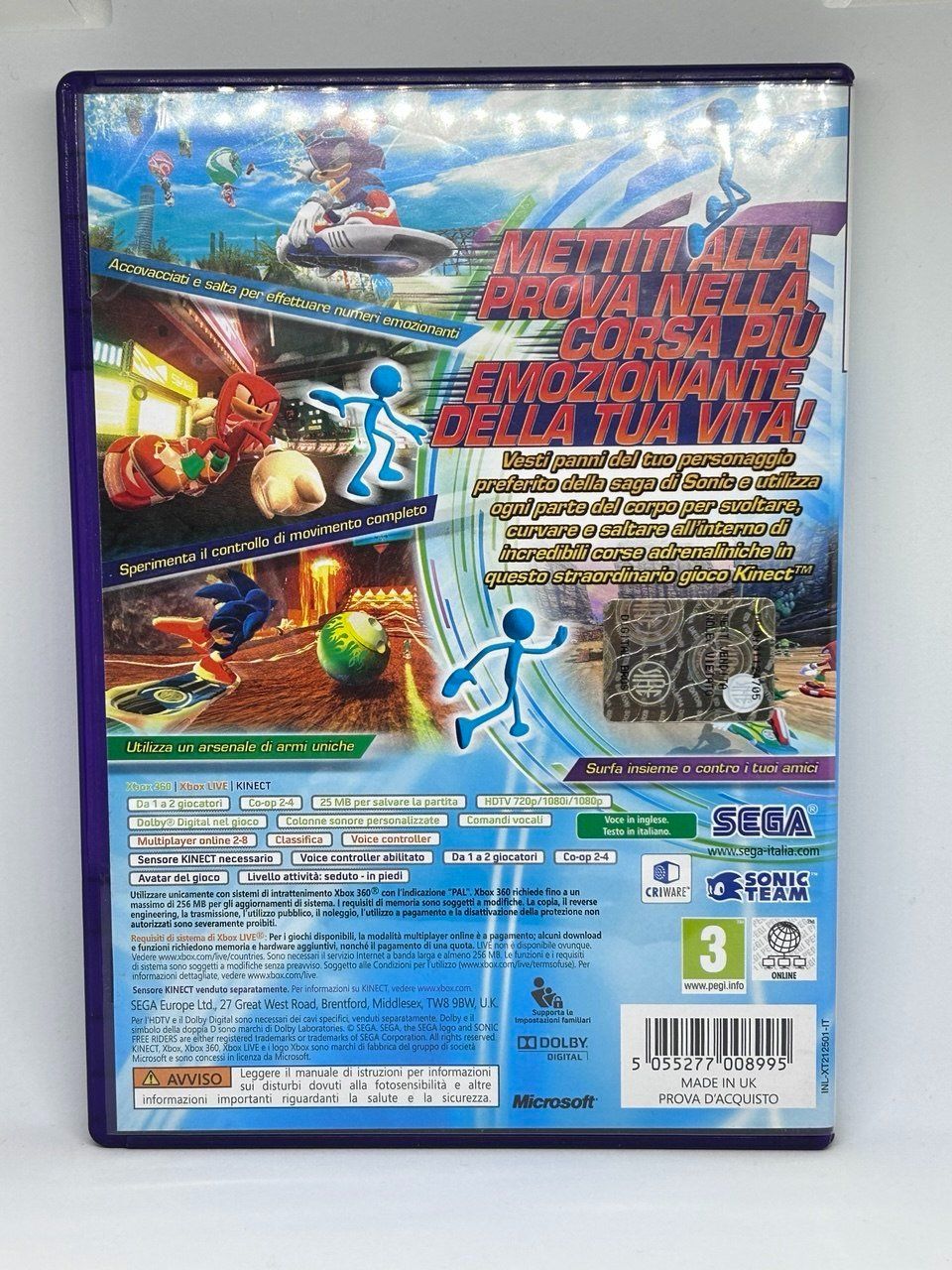 Microsoft Giochi: Sonic Free Riders per Xbox 360 – Usato da Giubiasco venduto da LorisVale 1