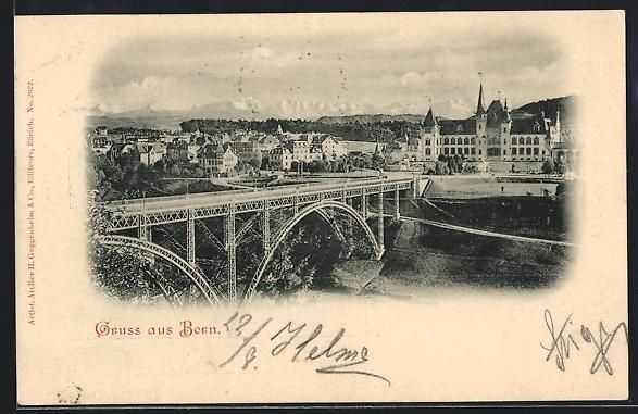 Cartes postales: AK Bern, Teilansicht mit Brücke, 1898 – D'occasion à Berlin par bartko-reher