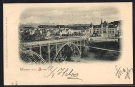 AK Bern, Teilansicht mit Brücke, 1898