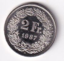 Schweiz 2 Franken 1987fast unz