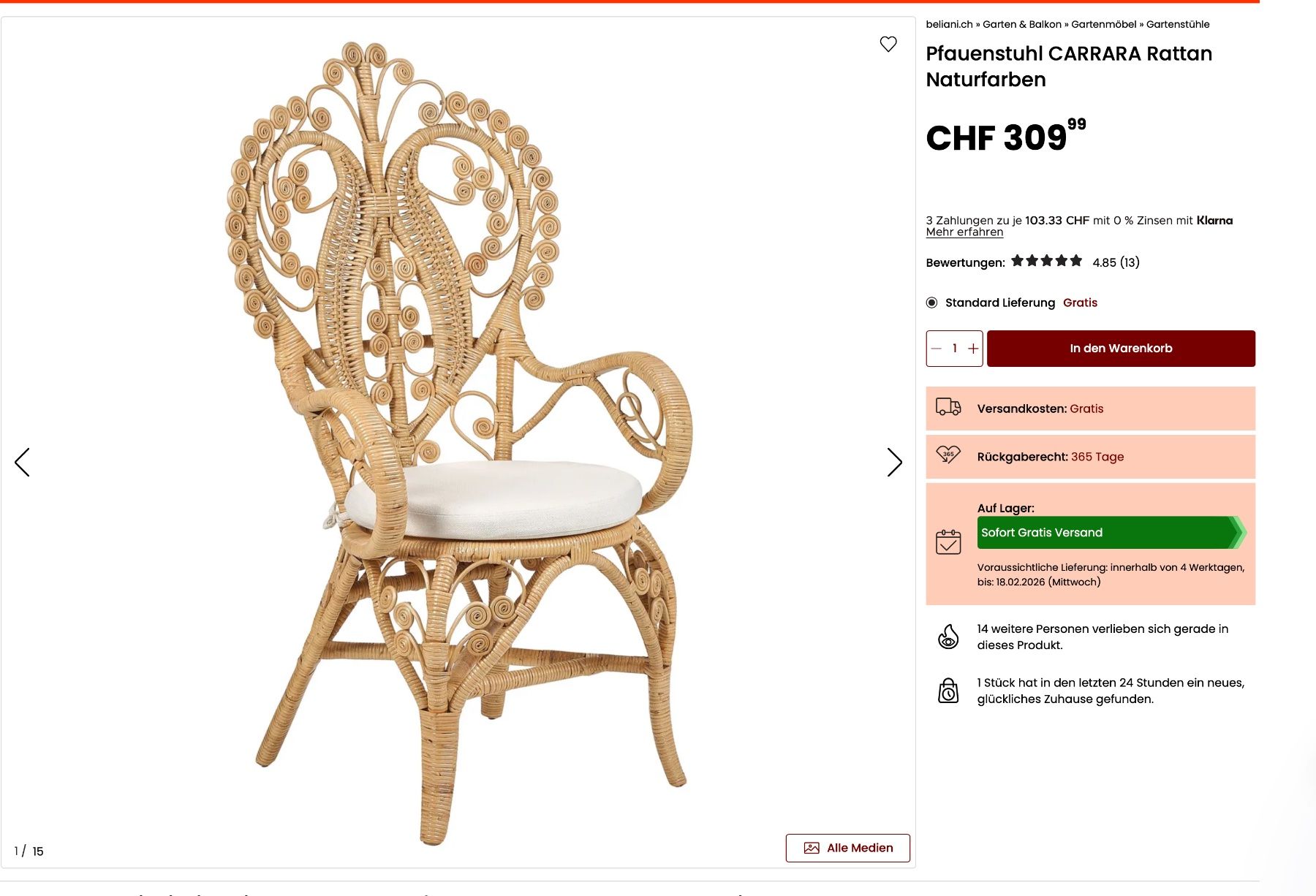 Sedie: Vintage Boho Stuhl /Pfauenthron – Usato da Neerach venduto da majomomo 3