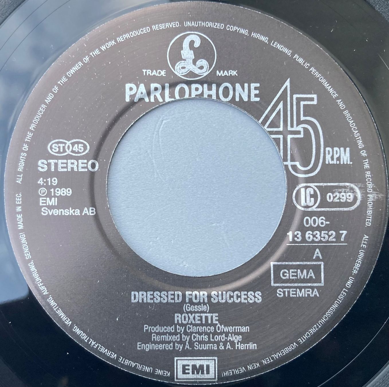 Vinyles: ROXETTE - DRESSED FOR SUCCESS – D'occasion à Poliez-Pittet par Newtown-Records 2