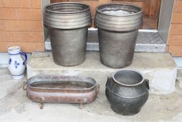 4 Töpfe/Eimer/Pflanzgefässe, Antik, Vintage, Rarität!