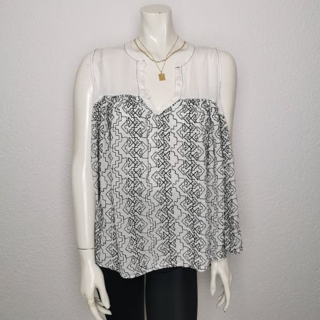 Ethno Bluse / Top / Oberteil weiss mit Muster Boho - M