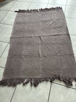 Decke/Plaid Waffelpique Baumwolle Fransen grau lila