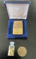 Konvolut Goldbarren FACSIMILE + Jeton UBS + Blattgold 24 K