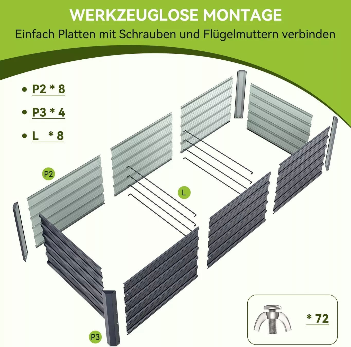 Vasi per fiori: Hochbeet Metall 240x90x60 cm Garten Anthrazit – Nuovo e nell'imballaggio originale da Schaffhausen venduto da lou_w76n 7