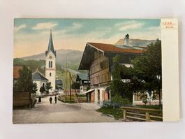 Postkarte von Lenk, alte evangelische Kirche