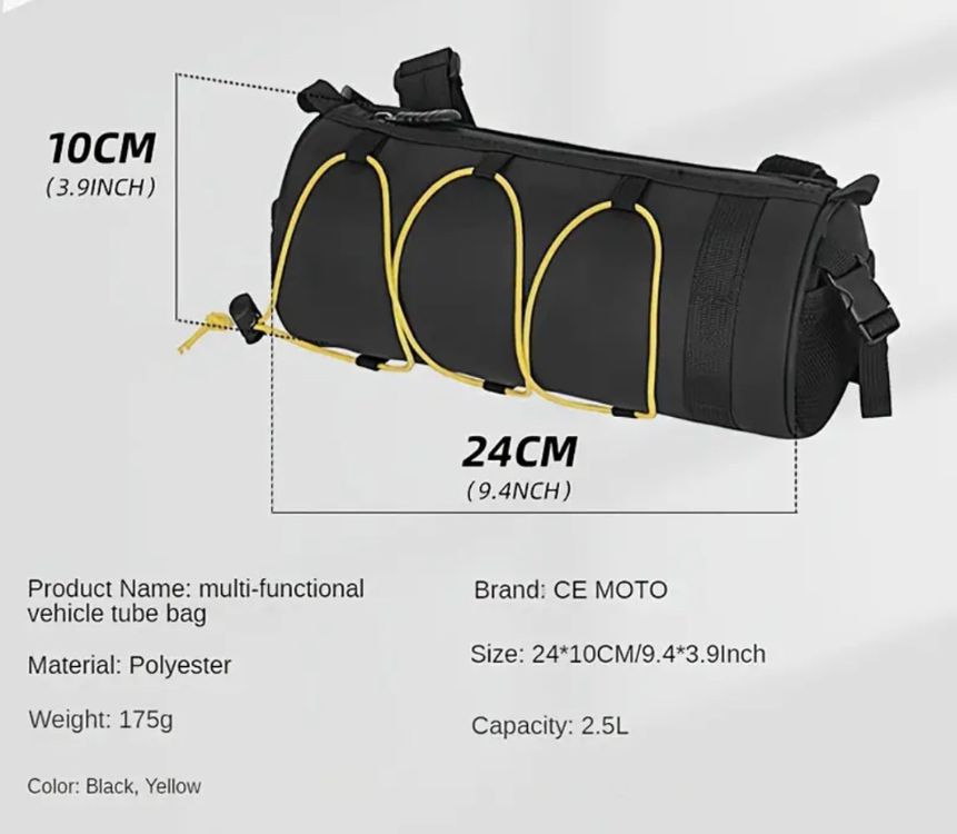 Fahrrad-Lenkertasche 6L Wasserdicht - Mit Handyhalter, Schultergurt & Reflektoren