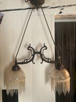 Hängelampe Optima Jugendstil 2-flammig mit Fransen Frosted