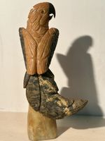 Perroquet sculpté, albâtre, vintage, déco