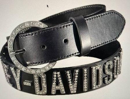 Harley-Davidson Damengürtel Kristall-HD Schrift,  Leder