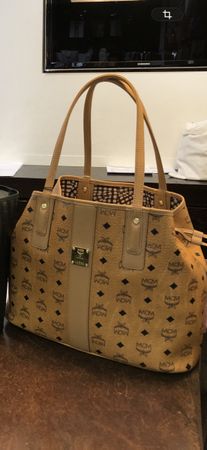Handtasche MCM Shopper Cognac mit Logo Muster wie Neu.