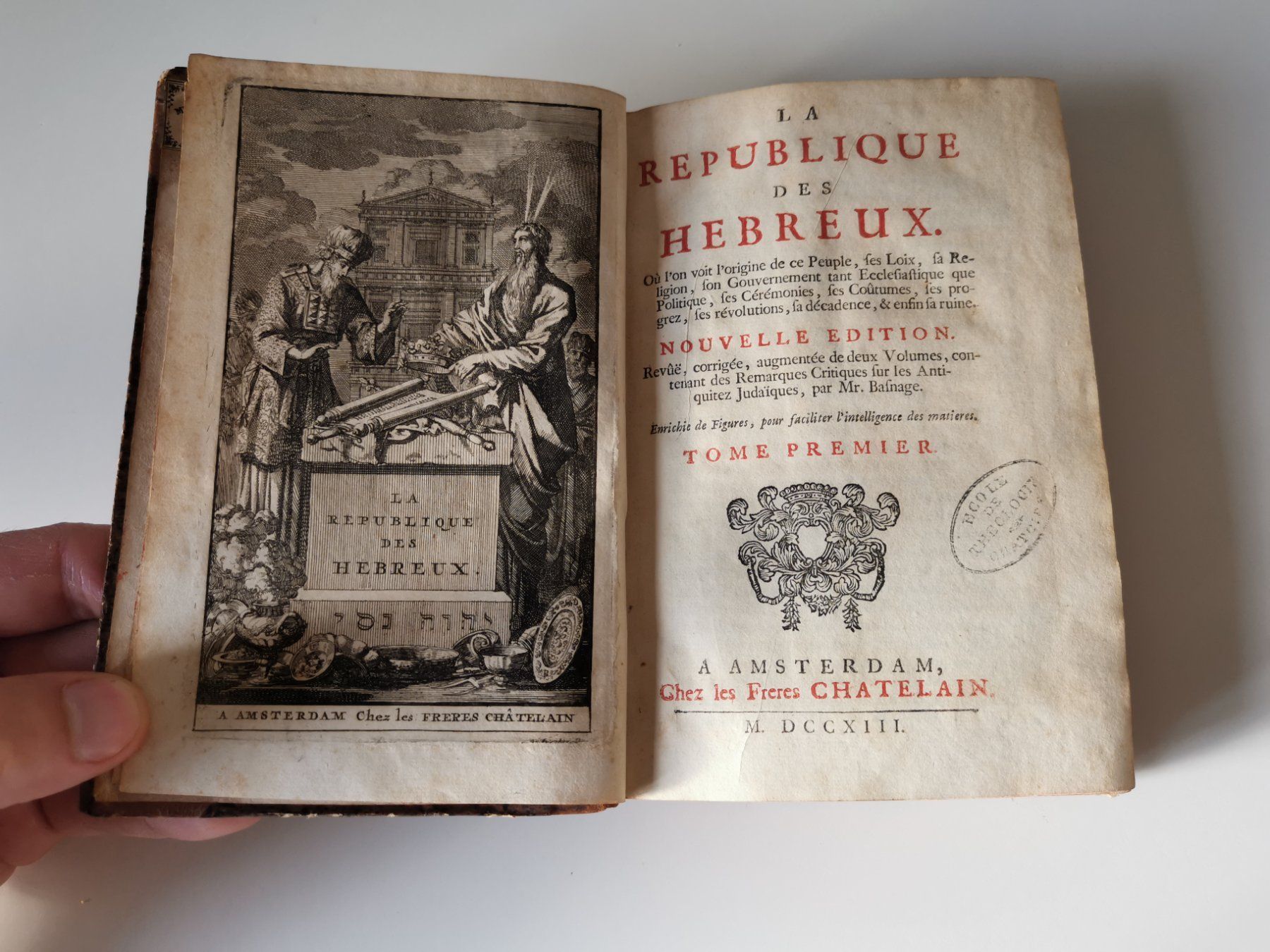 Incisioni: La republique des hebreux, Chatelain Amsterdam, 1713 gravure – Usato da Genève venduto da Atelier.Curio 1