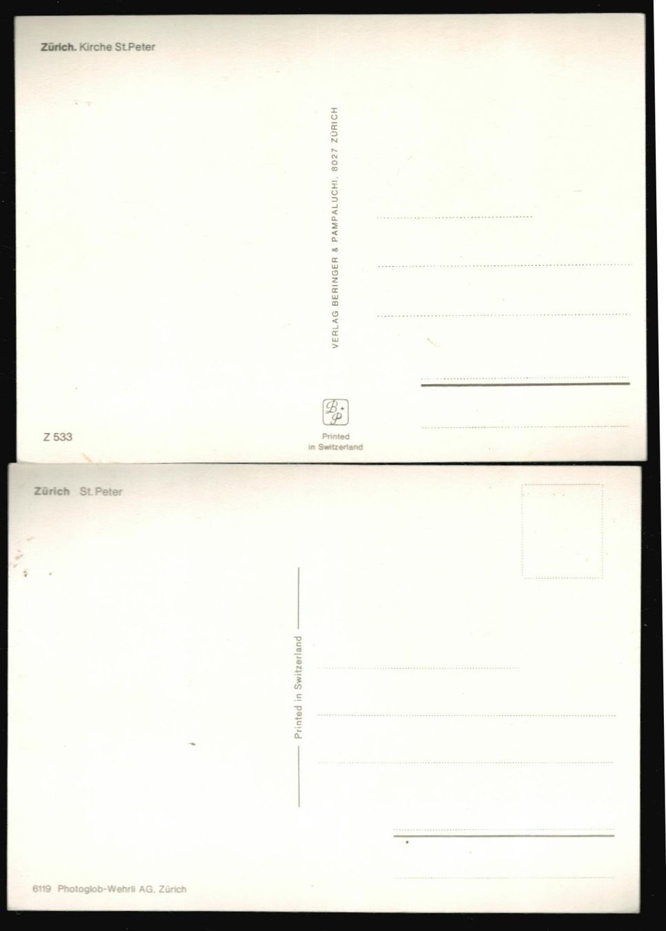Cartoline postali: 2 AK Zürich, St. Peter – Usato da Zürich venduto da Tolima194 1