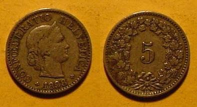 Tutti le monete: 5 Rappen 1898 – Usato da Allschwil venduto da Coinfreak