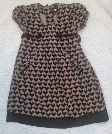 Yumi Girls Kleid in Braun-Schwarz Gr. 9/10 Jahre