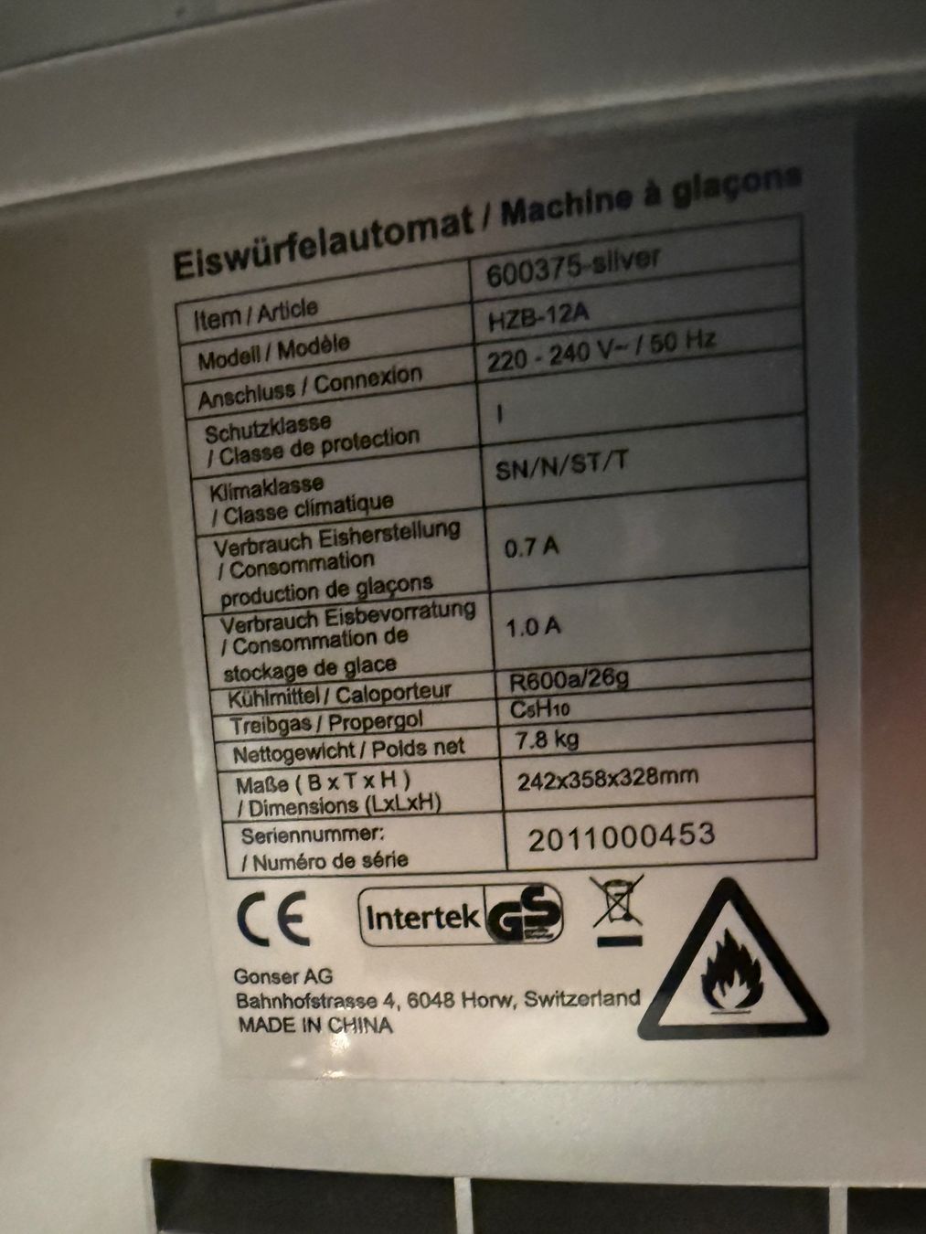 Gonser Elettrodomestici da cucina: Eiswürfelmaschine – Usato da Aarburg venduto da Ricardoabverkauf 2
