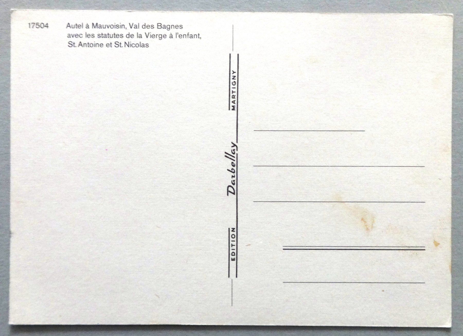 Cartoline postali: Autel à Mauvoisin, Val de Bagnes – Difettoso da Fétigny venduto da Billy2miny 1