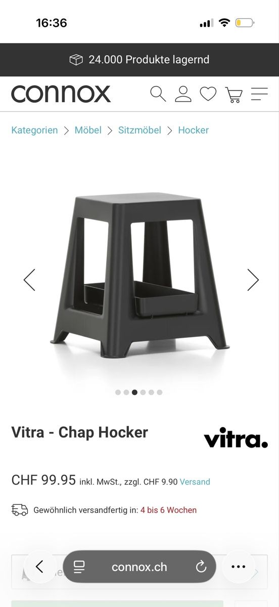 Vitra Sgabelli: Vitra Chap Hocker mit Schale  – Usato da Arlesheim venduto da COMA14 1