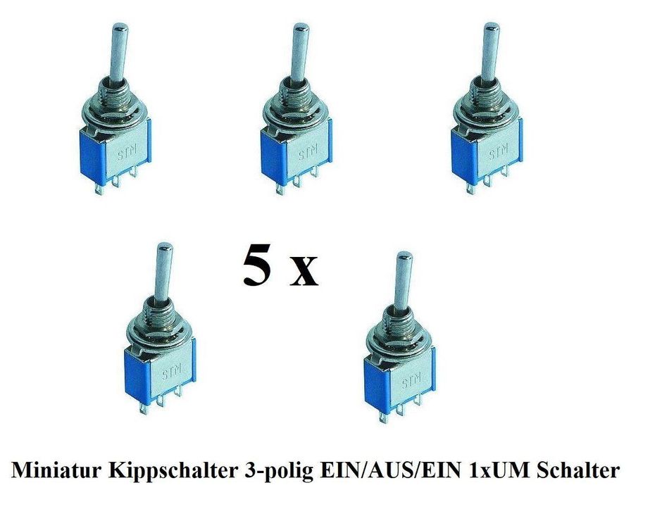 5X 125V 250V Kippschalter Schalter Wippschalter 3-Polig EIN/AUS/EIN Moment AT