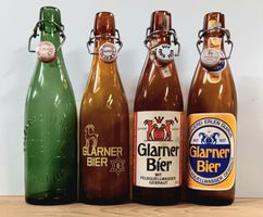 4 alte Bierflaschen Bier Brauerei Erlen Glarus