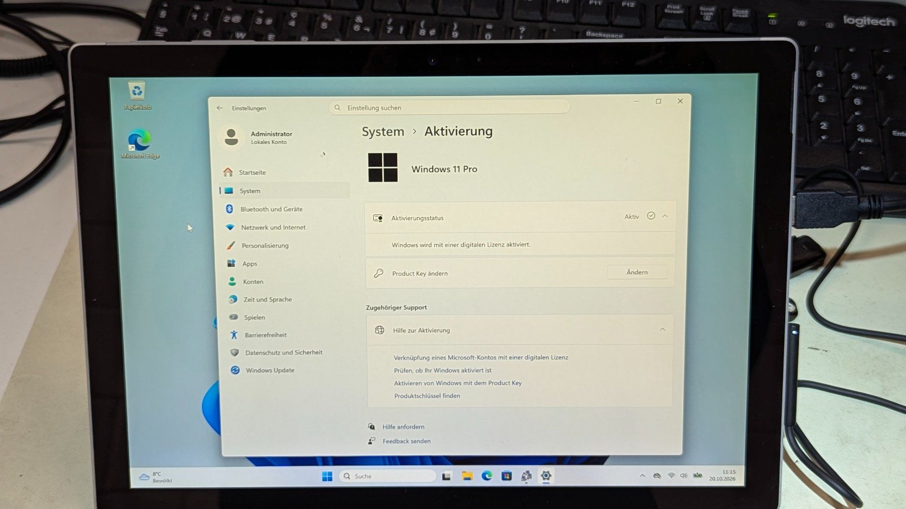 Microsoft Tablet PC: Microsoft Surface Pro 6 mit Gelbstich Windows 11 Pro 26H2 – Usato da Schaffhausen venduto da thyron 6