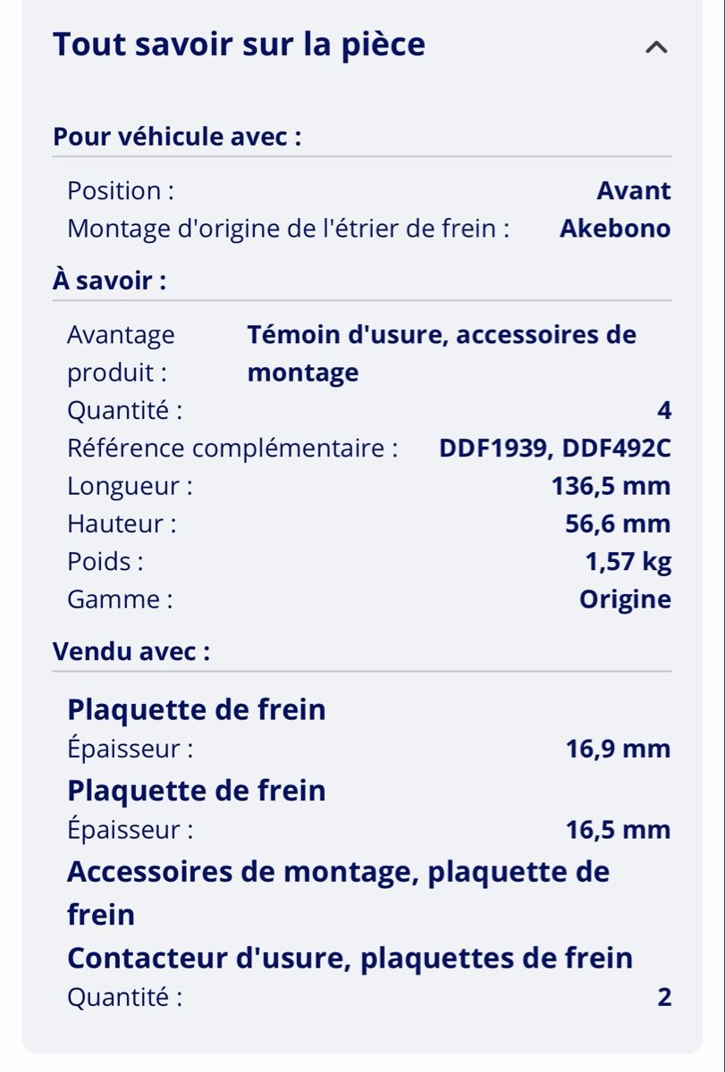Toutes les pièces auto: Jeu de plaquette de frein avant FERRODO – Neuf avec emballage d'origine à St-Imier par frede81 1