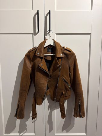 Veste simili cuir marron femme taille S bon état