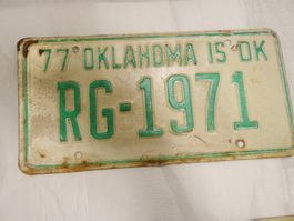 Oklahoma Nummernschild RG-1971, Jahr 1977, Vintage Rarität!