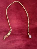 Kette 925 silber vergoldet m.rosenquarz