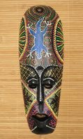 Ethno Maske aus Holz 30cm Punktmalerei im Aborigines Style