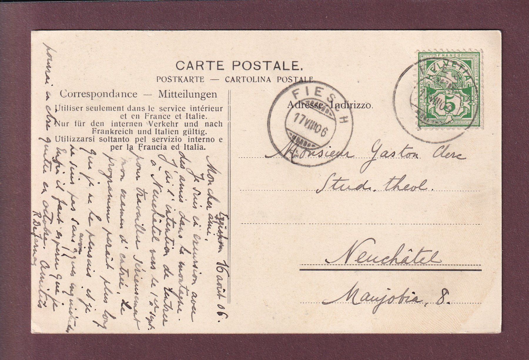 Cartoline postali: MÄRJELENSEE - 1906 – Usato da Pully venduto da nicecards 1