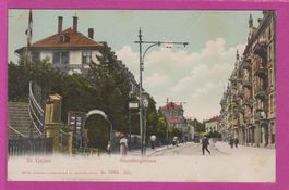 St. Gallen   : Tram + Rest. Frohheim auf Litho-Ansichtskarte