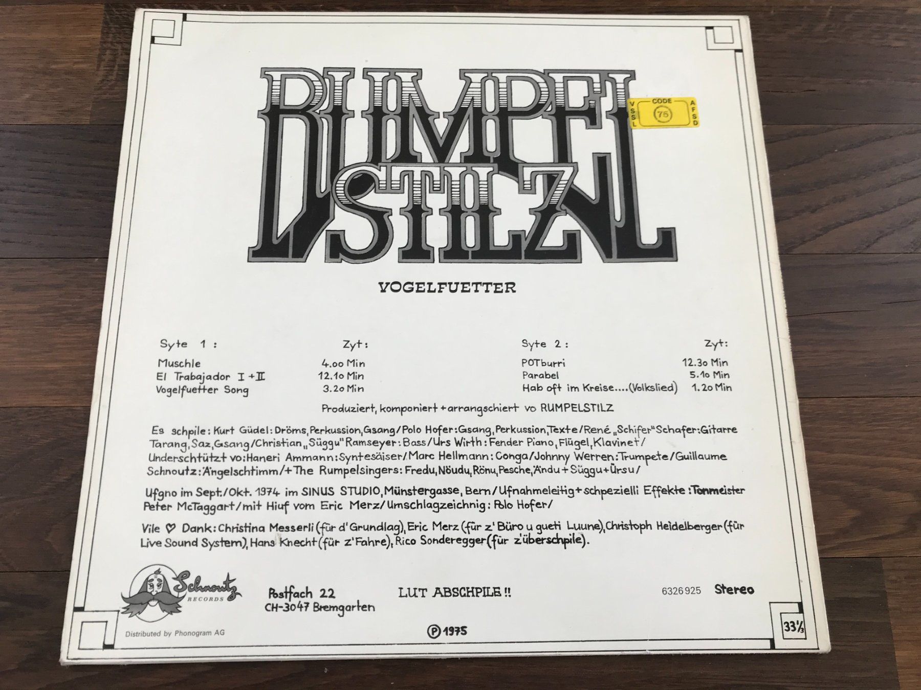 Dischi in vinile: RUMPELSTILZ - Vogelfuetter – Usato da Buchs AG venduto da Archie 1