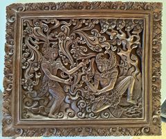 Holz Relief Wandbild, Balinesische Kunst, Handarbeit!