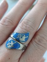 Vintage Silber Ring, blau emailliert, Grösse 17.2 mm 💍