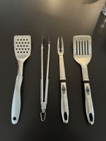 4-teiliges langes Grillbesteck-Set aus Edelstahl - 43 cm