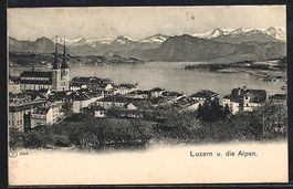 Luzern, Teilansicht mit Kirche und den A