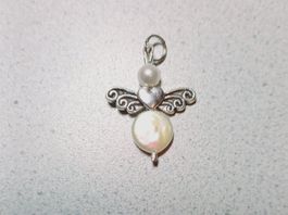 Anhänger Tibet Silber Herz mit Perle und Swarovski Perle
