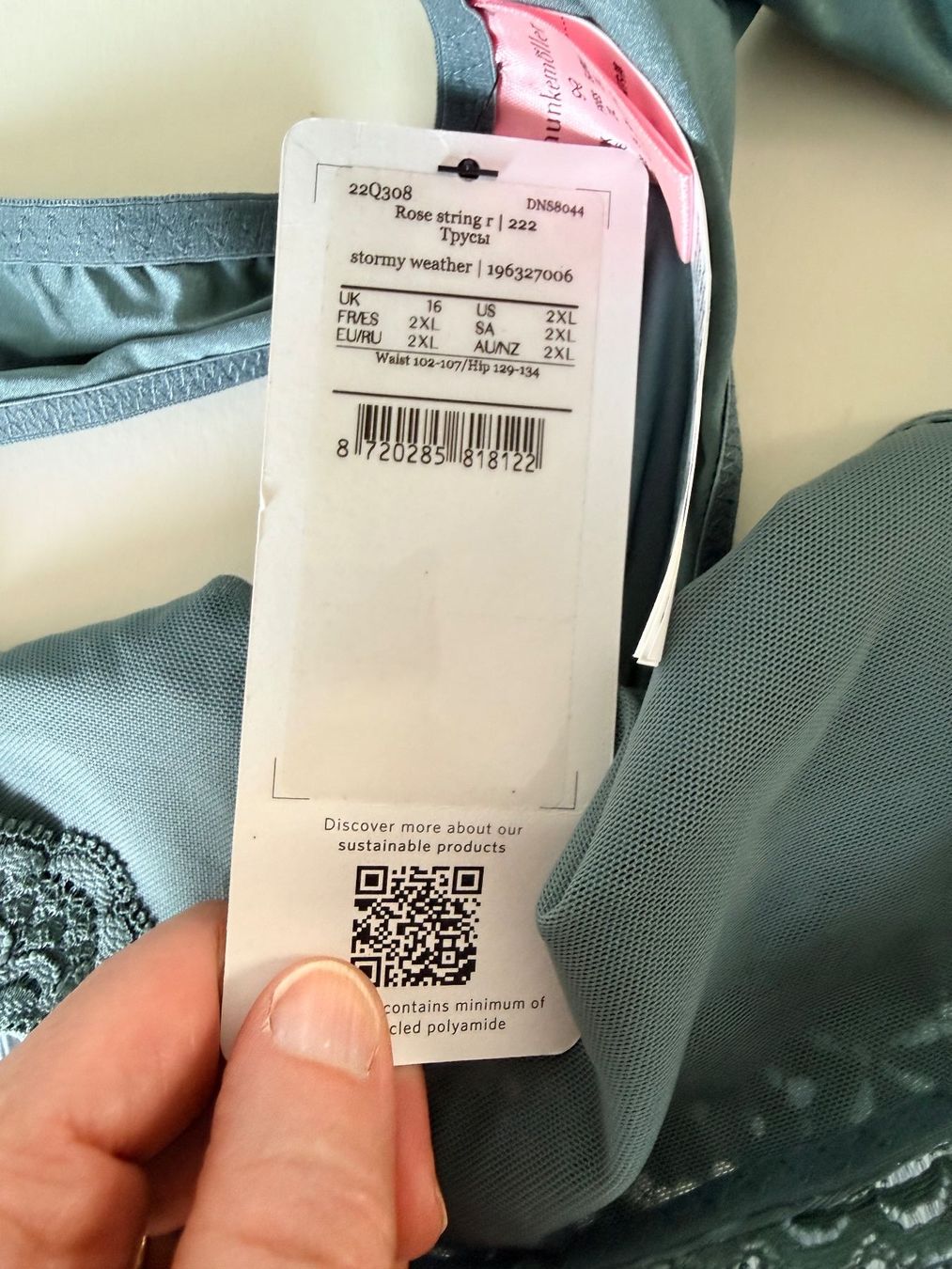 Hunkemöller Altra biancheria intima: HUNKEMÖLLER, String, Grösse 2XL, Farbe Grün und Hellblau – Nuovo e nell'imballaggio originale da Rudolfstetten venduto da gst_g7xl 2