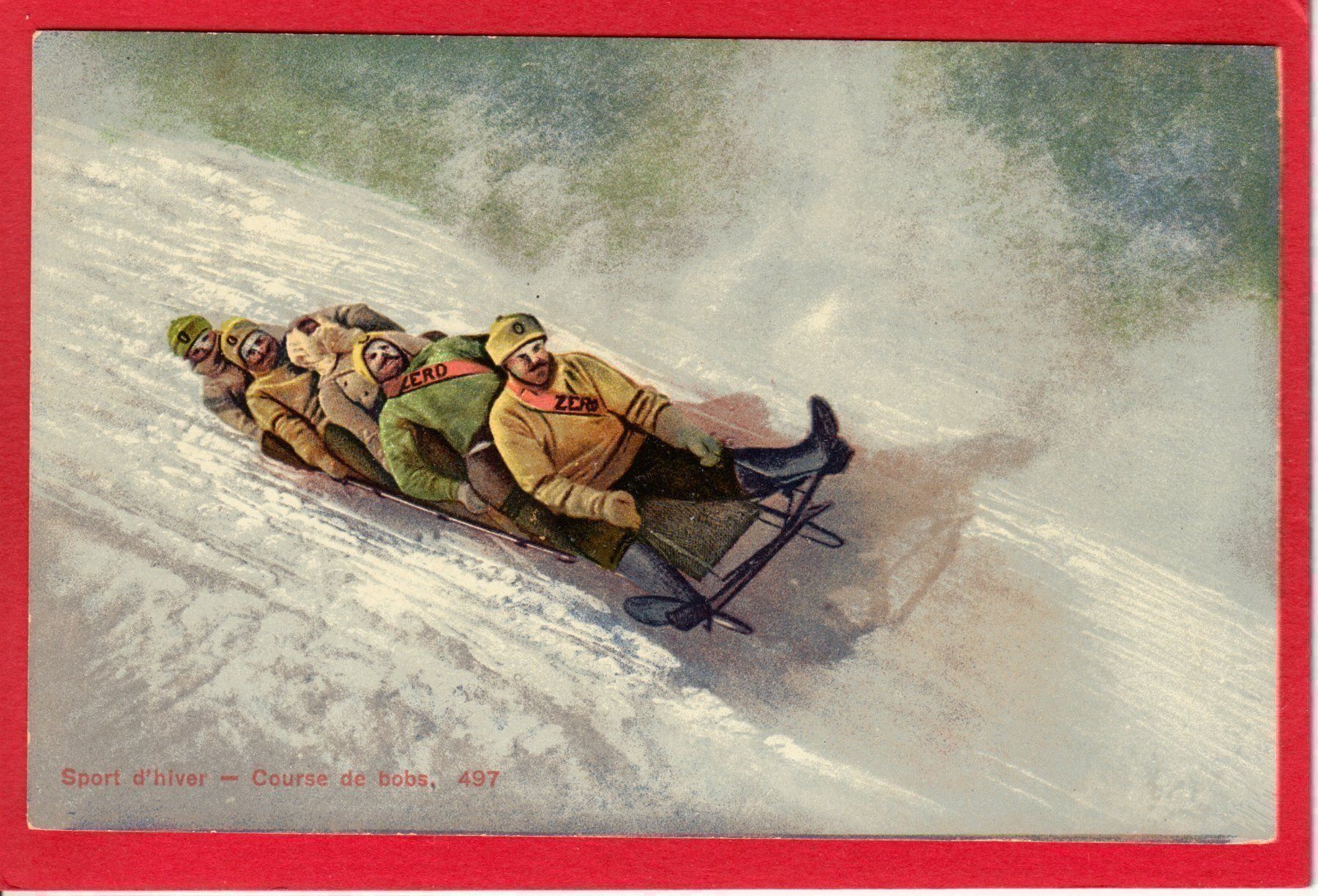 Cartoline postali: 3 AK WINTERSPORT, SCHLITTENFAHRT, BOBRENNEN – Usato da Grüningen venduto da Kartenlaube 2
