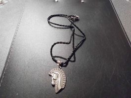 Kette schwarz, Anhänger Pferdekopf