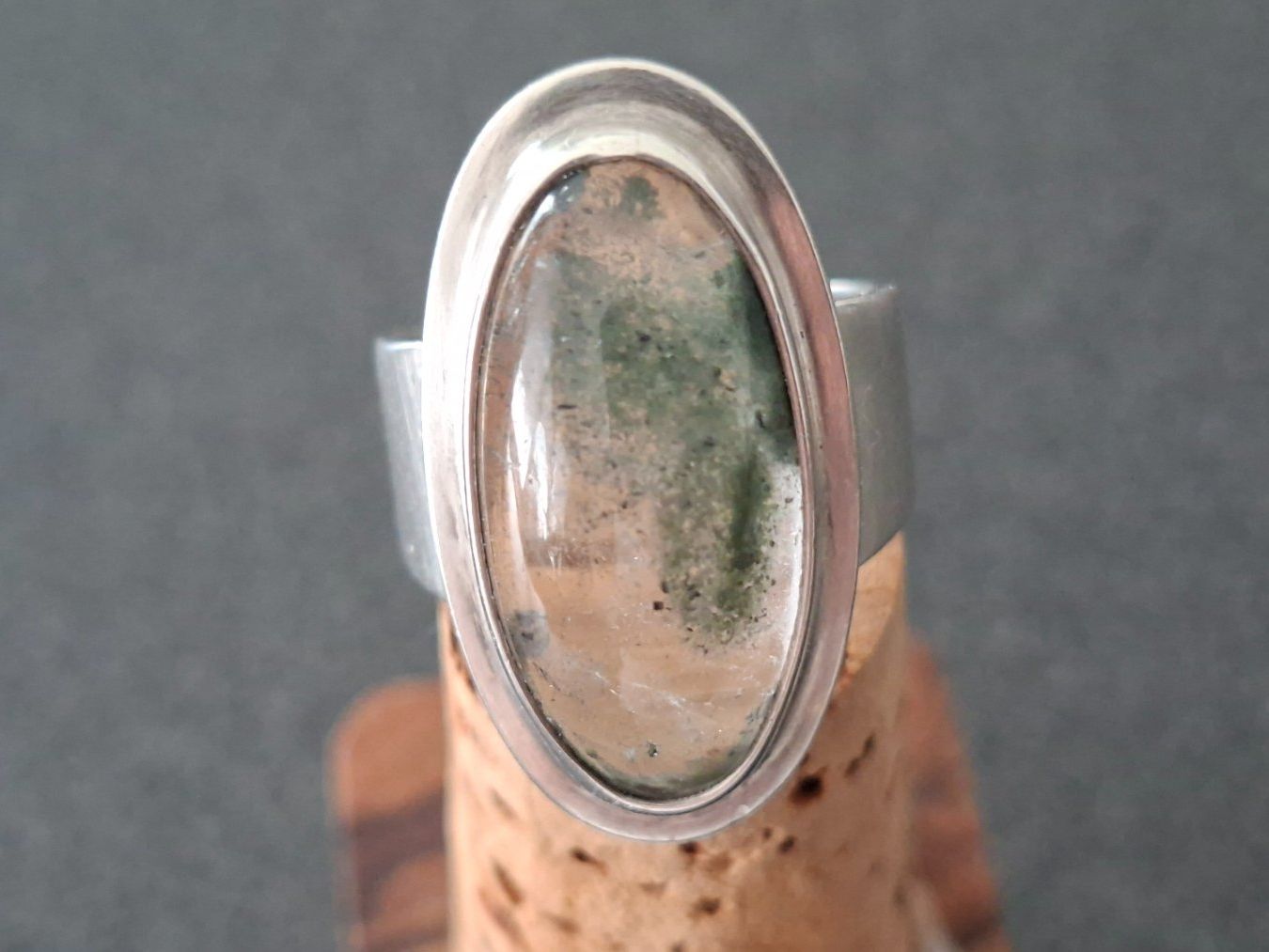 Anelli: Ring 925 Silber mit Moosachat, ovale Form, Top! – Usato da Gattikon venduto da jeansgli