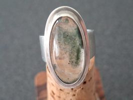 Ring 925 Silber mit Moosachat, ovale Form, Top!