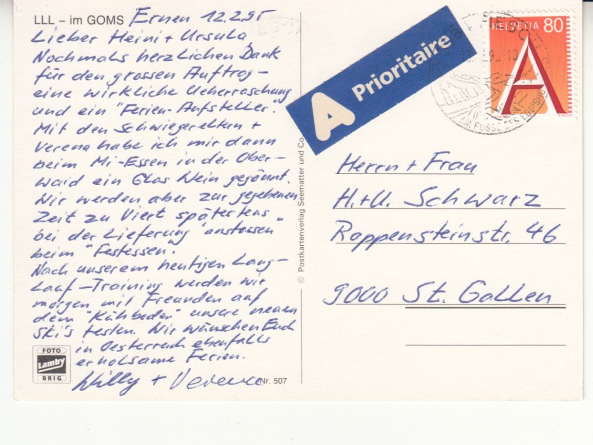 Cartoline postali: Goms Langlauf 1995 – Usato da Bürglen TG venduto da StampGraf 1