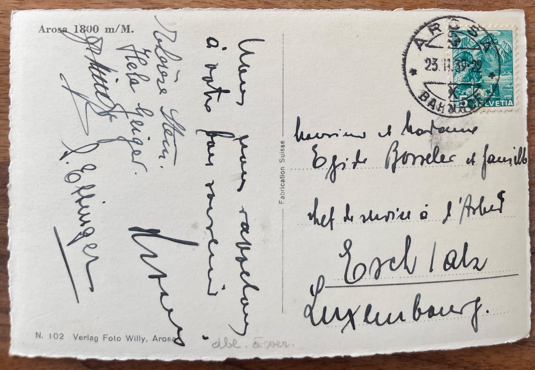 Cartoline postali: AROSA - Winter 1939 – Usato da Lutry venduto da Ediego 1